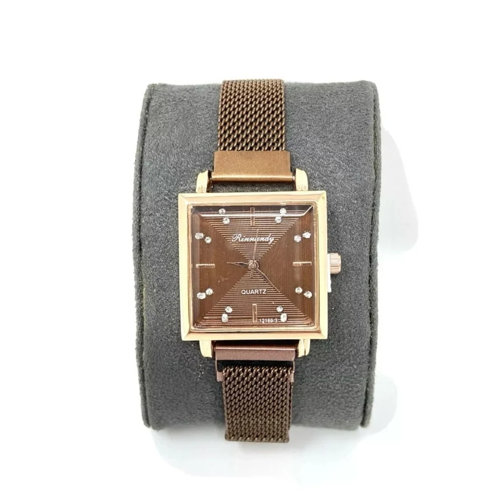 Women’s Bronze Metal Band Costume Jewelry Stainless Steal Quartz Watch